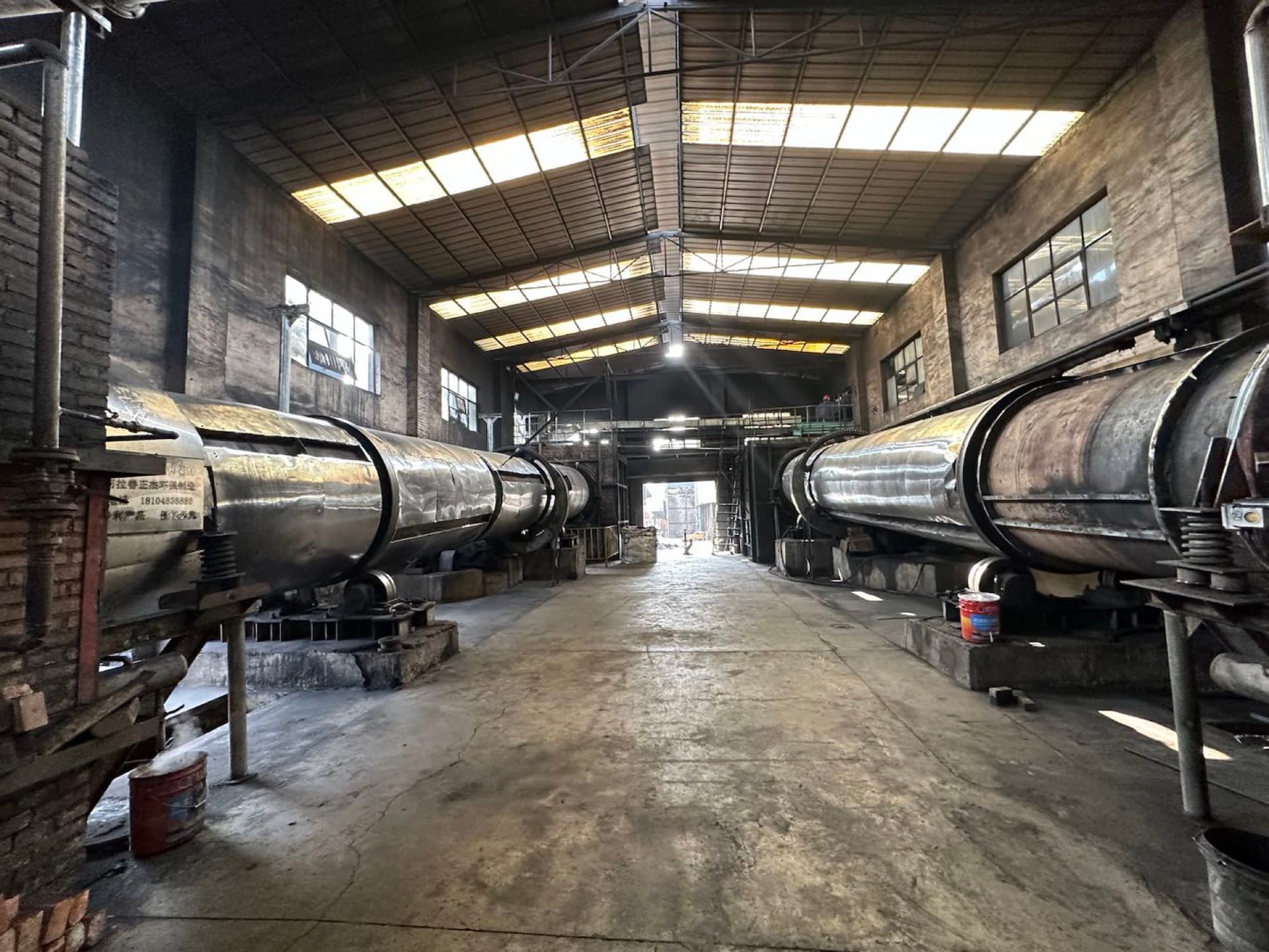 Rotary kilns inside production workshop